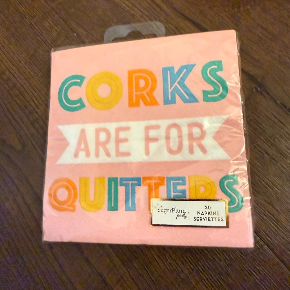 Corks are for Quitters Pink Festive Bar Cocktail Napkins
